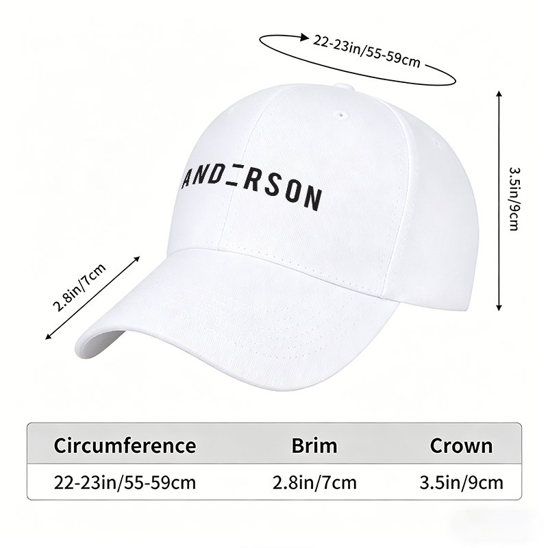 Unisex Classic Baseball Cap with ANDERSON Logo Print - Stylish Sun Protection Hat for Outdoor Activities, Perfect for Men and Women Who Love Casual Fashion and Active Lifestyle