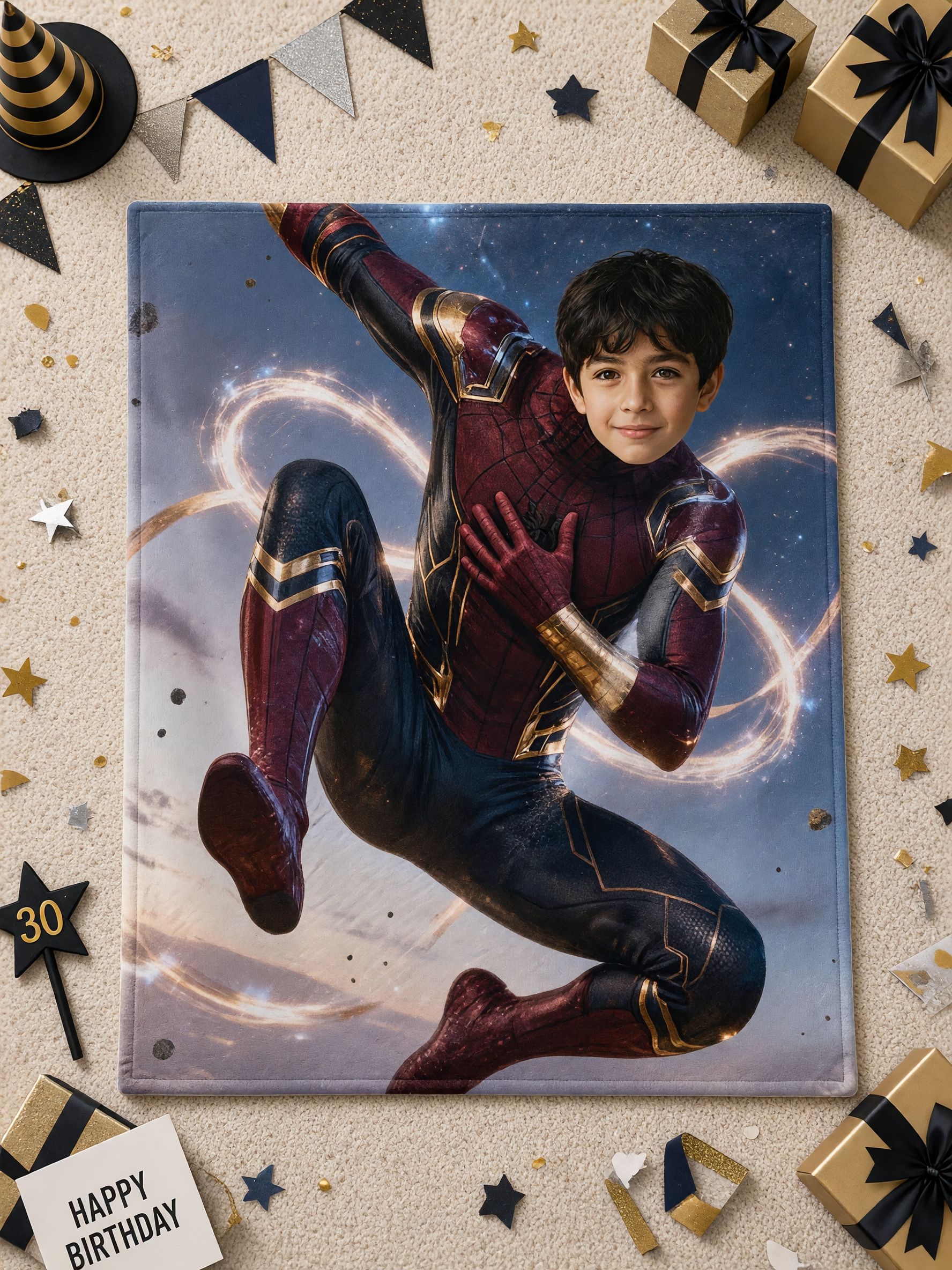 Custom Photo Face Superhero Flannel Throw Blanket Personalized Soft Plush Fleece Bed Blanket for Kids