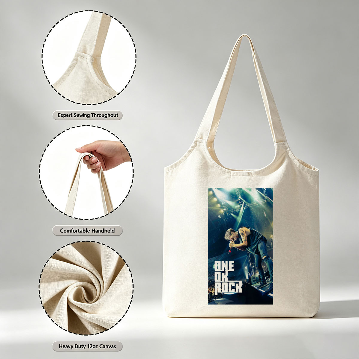 ONE OK ROCK Live Performance on Stage with Dynamic Lighting and Energetic Crowd - Canvas shoulder bags/