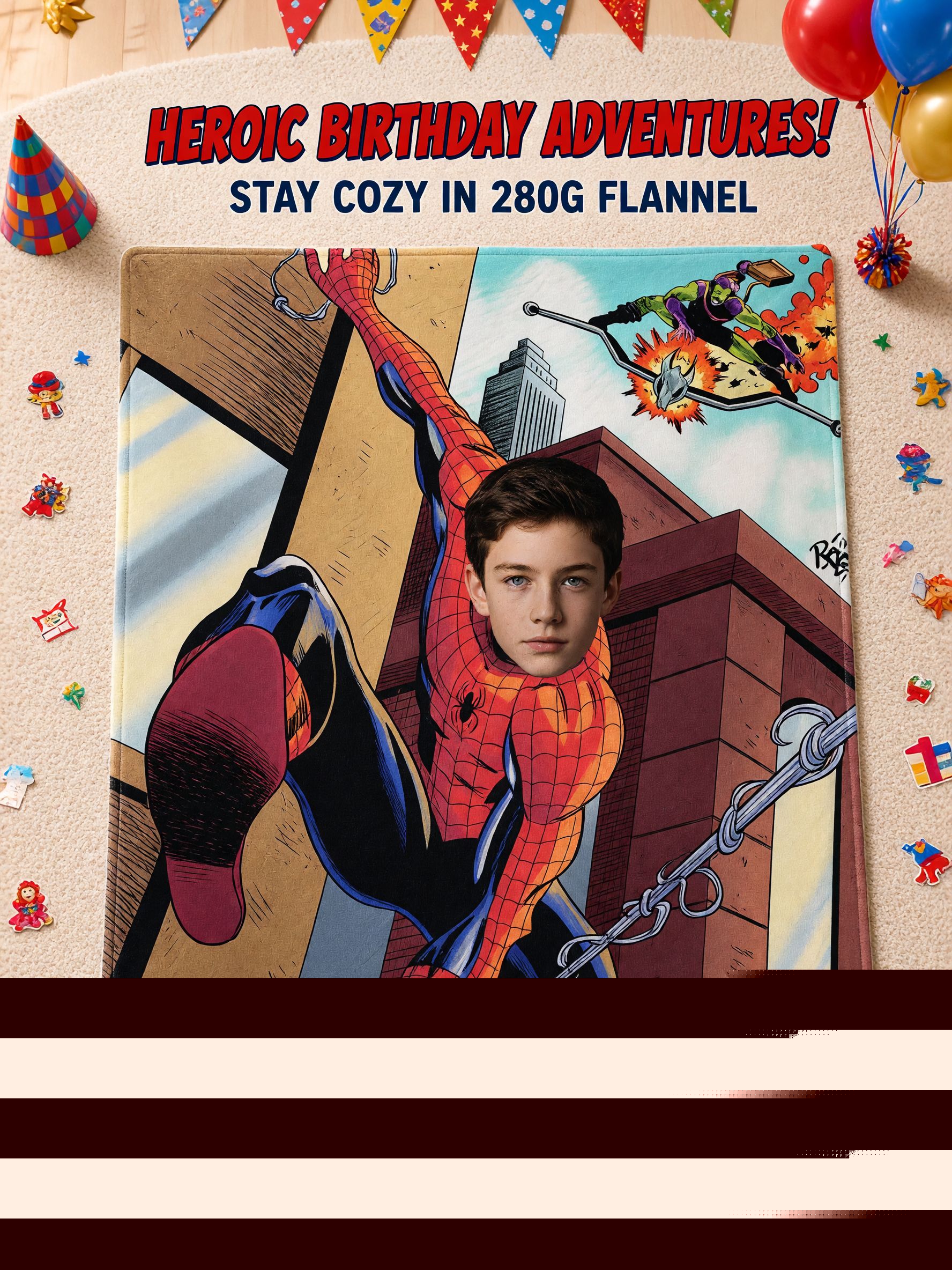 Custom Face Superhero Flannel Fleece Blanket, Personalized Photo Comic Throw for Bed Sofa Couch, Cozy Birthday Gift