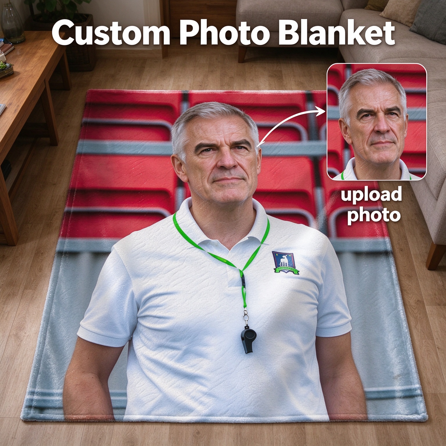 Custom Face Photo Blanket Personalized Flannel Fleece Throw Soft Lightweight Portrait Cover for Sofa Bed Unique Gift