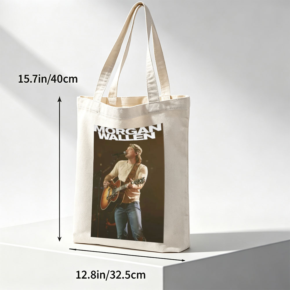 Morgan Wallen Live Performance Playing Acoustic Guitar on Stage - Canvas tote bags