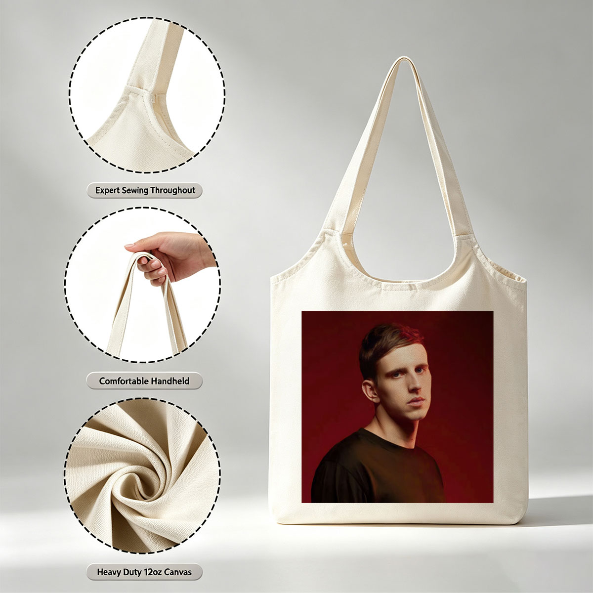 Martin Garrix in Studio Portrait Against Red Background - Canvas shoulder bags/