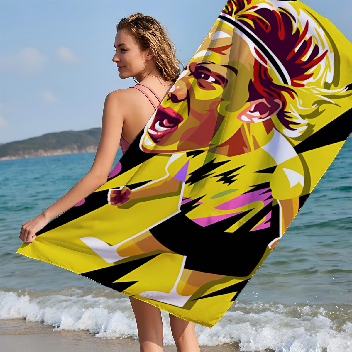 Bolt in Motion: Lightning Speed Sprinter - Beach towels