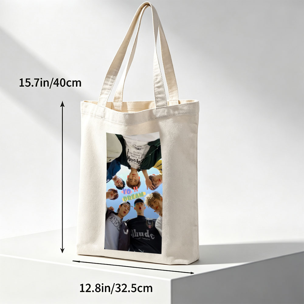 YOASOBI Dream Team Members in a Circular Pose Under Blue Sky - Canvas tote bags