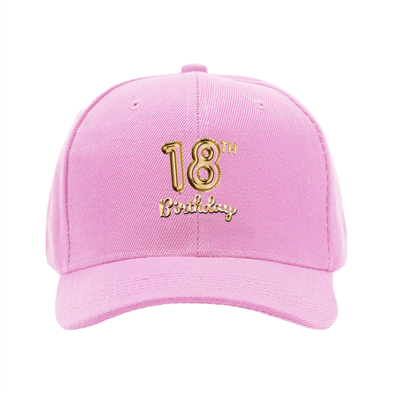 1pc New Baseball Cap with 18th Birthday Gold Balloon Print Unisex Adjustable Hat for Party Celebration Adults and Teens