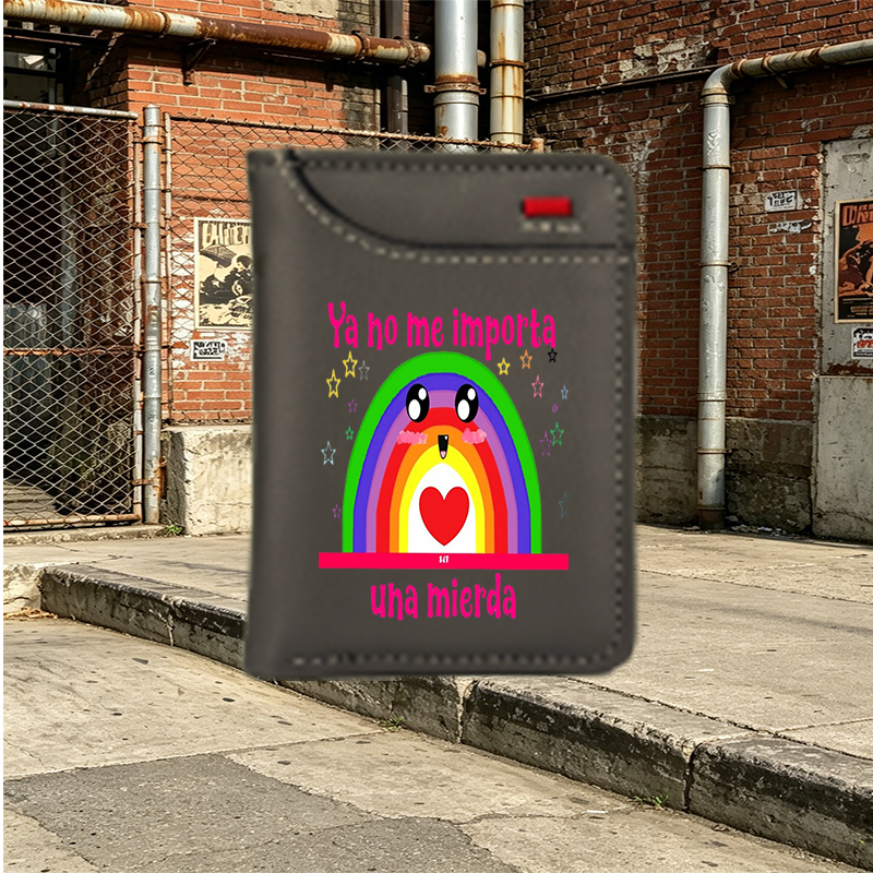 Unisex Vertical Wallet with Rainbow Heart Print and 