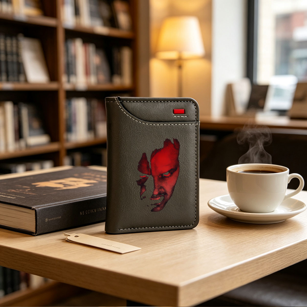 Red-Toned Portrait of a Man with Intense Gaze - Vertical Style Wallet