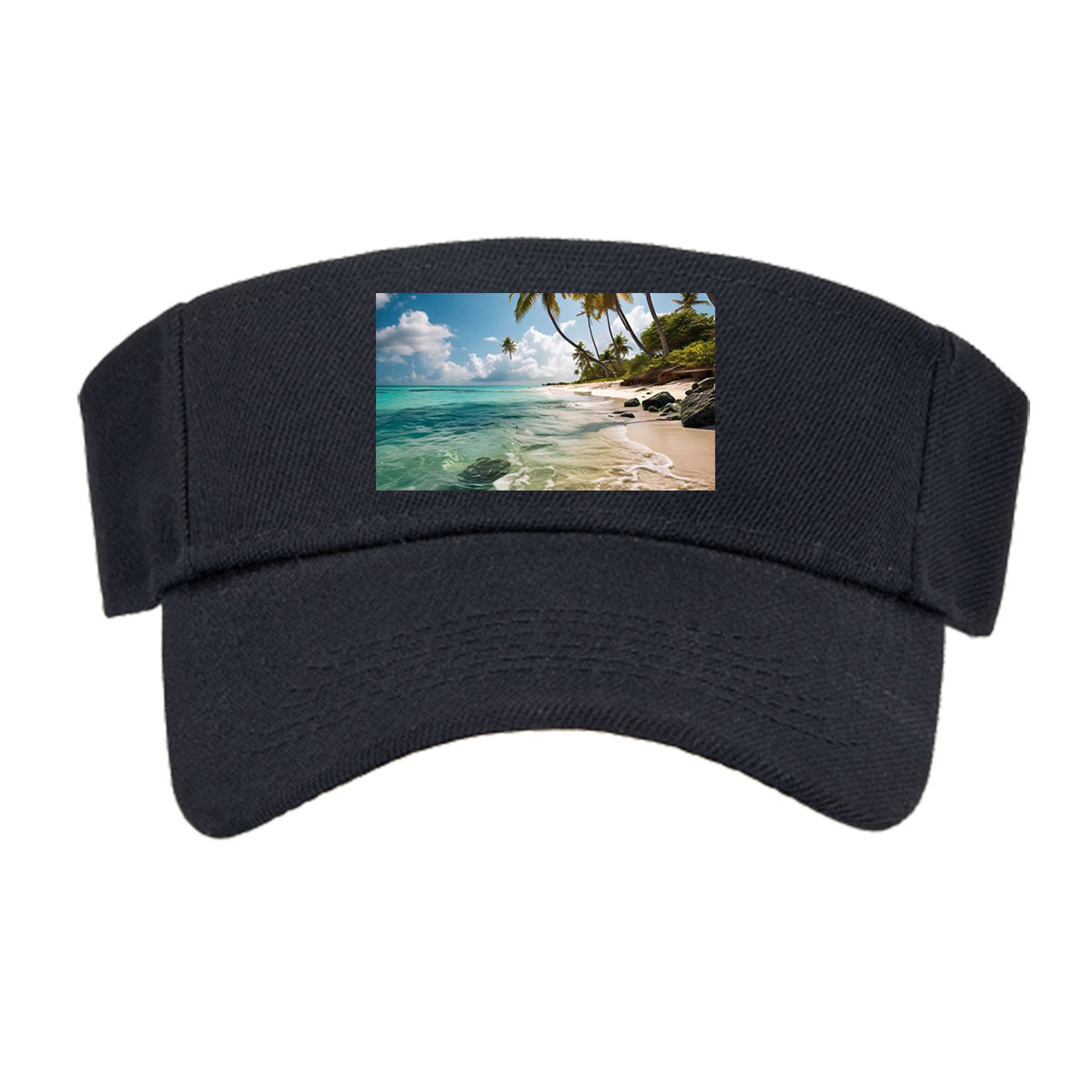 Tropical Beach with Palm Trees and Crystal Clear Water -  Visor cap