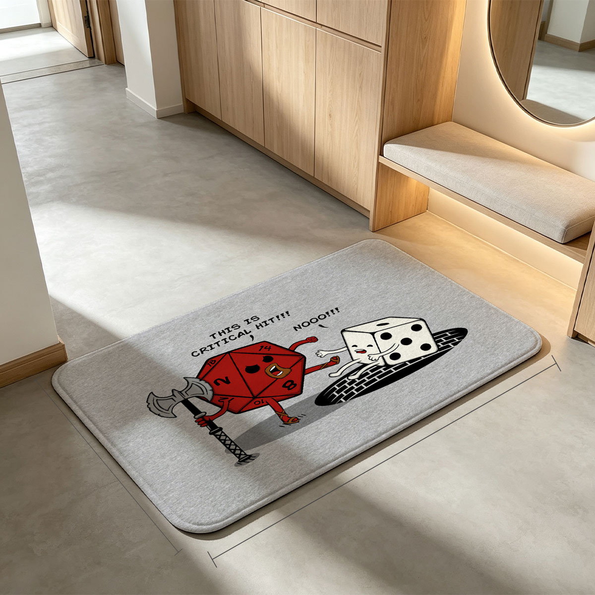 D20 Warrior vs D6: Critical Hit Chaos - Flannel floor mat