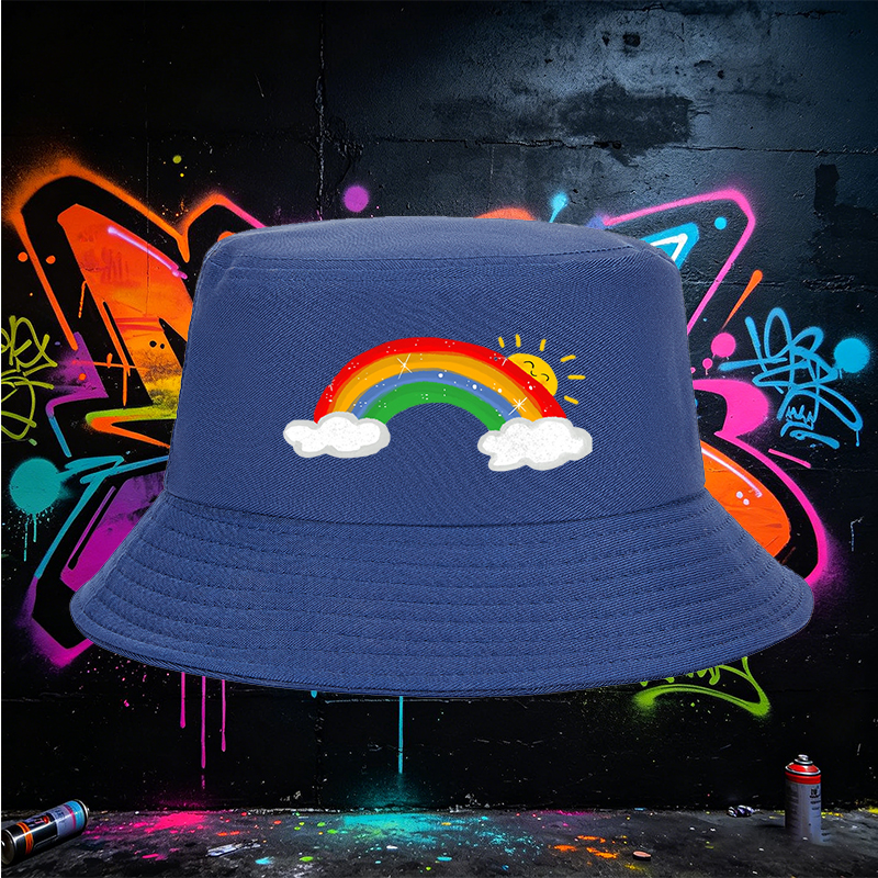 Unisex Rainbow Sun Print Bucket Hat for Outdoor Activities, Classic Stylish Design Perfect for Men and Women, Ideal for Beach, Hiking, Daily Wear, Casual Fashion Accessory