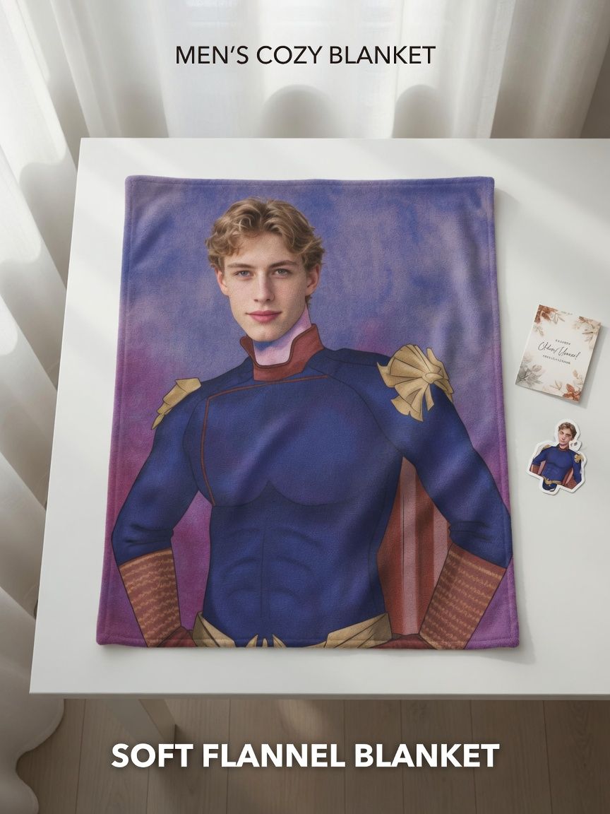 Custom Photo Face Blanket Personalized Superhero Flannel Throw Soft Anti-Pilling Cozy Plush Blanket for Unique Gifts