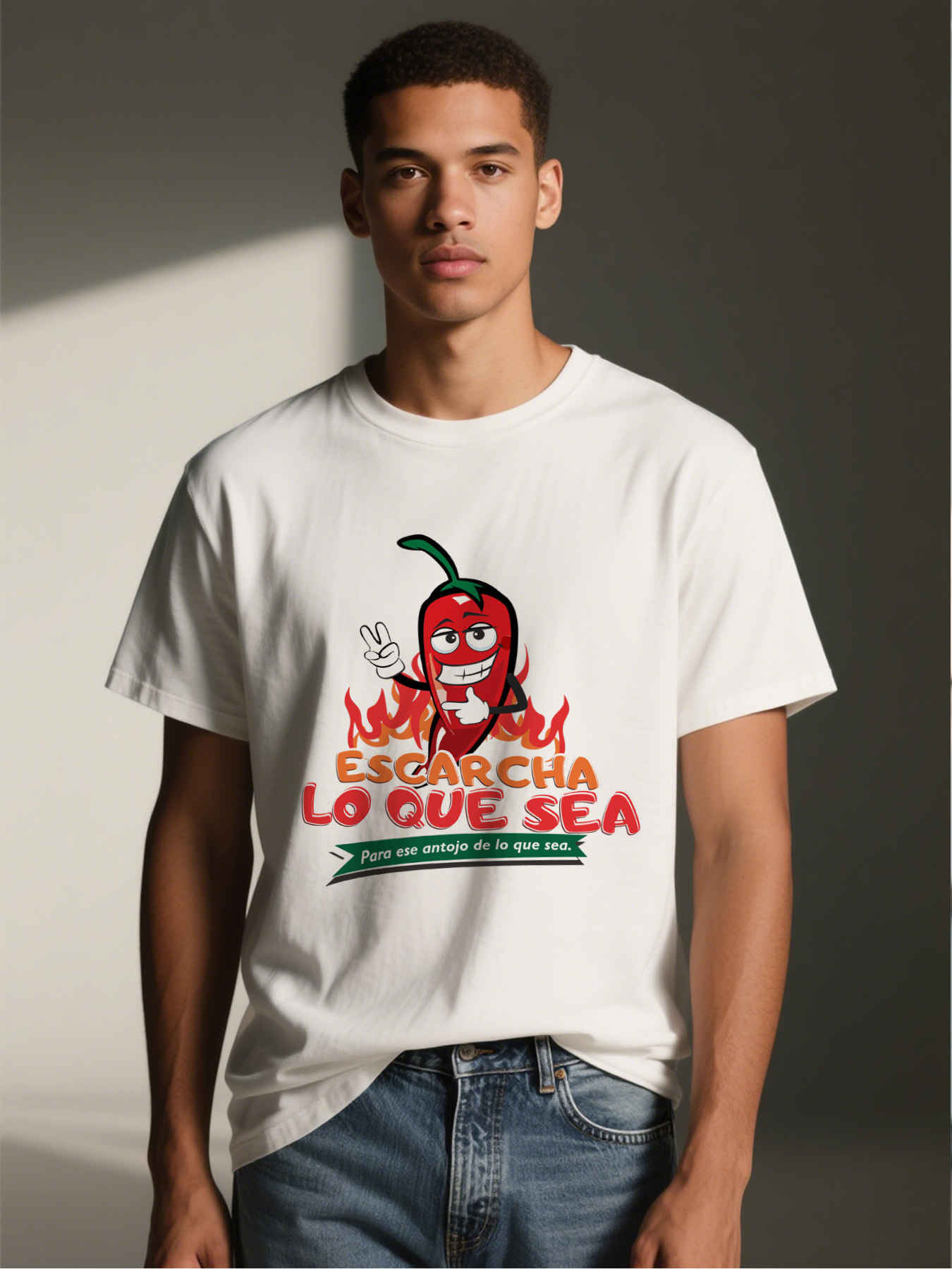 Men's Printed T-Shirt with Funny Chili Pepper Design 