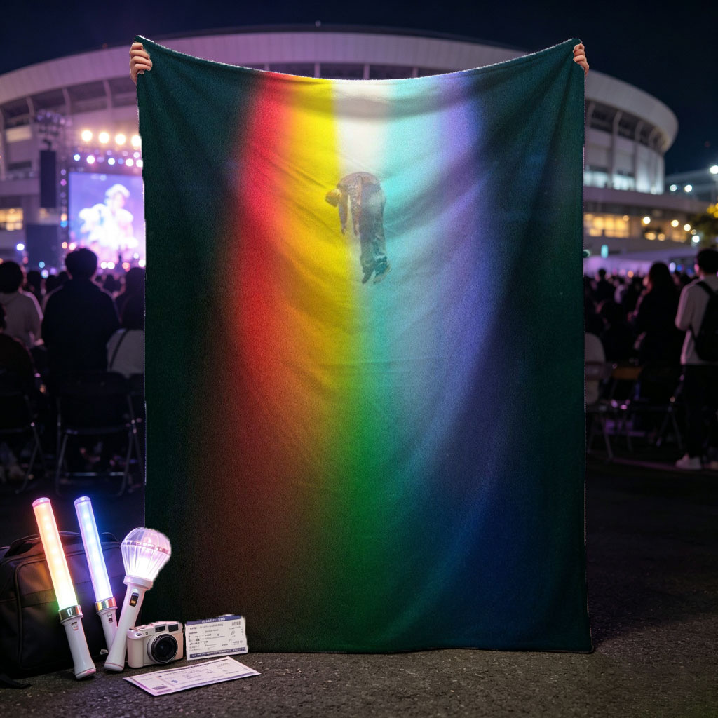 Coldplay Live Performance in a Rainbow-Lit Stage with Diver Silhouette - Blankets
