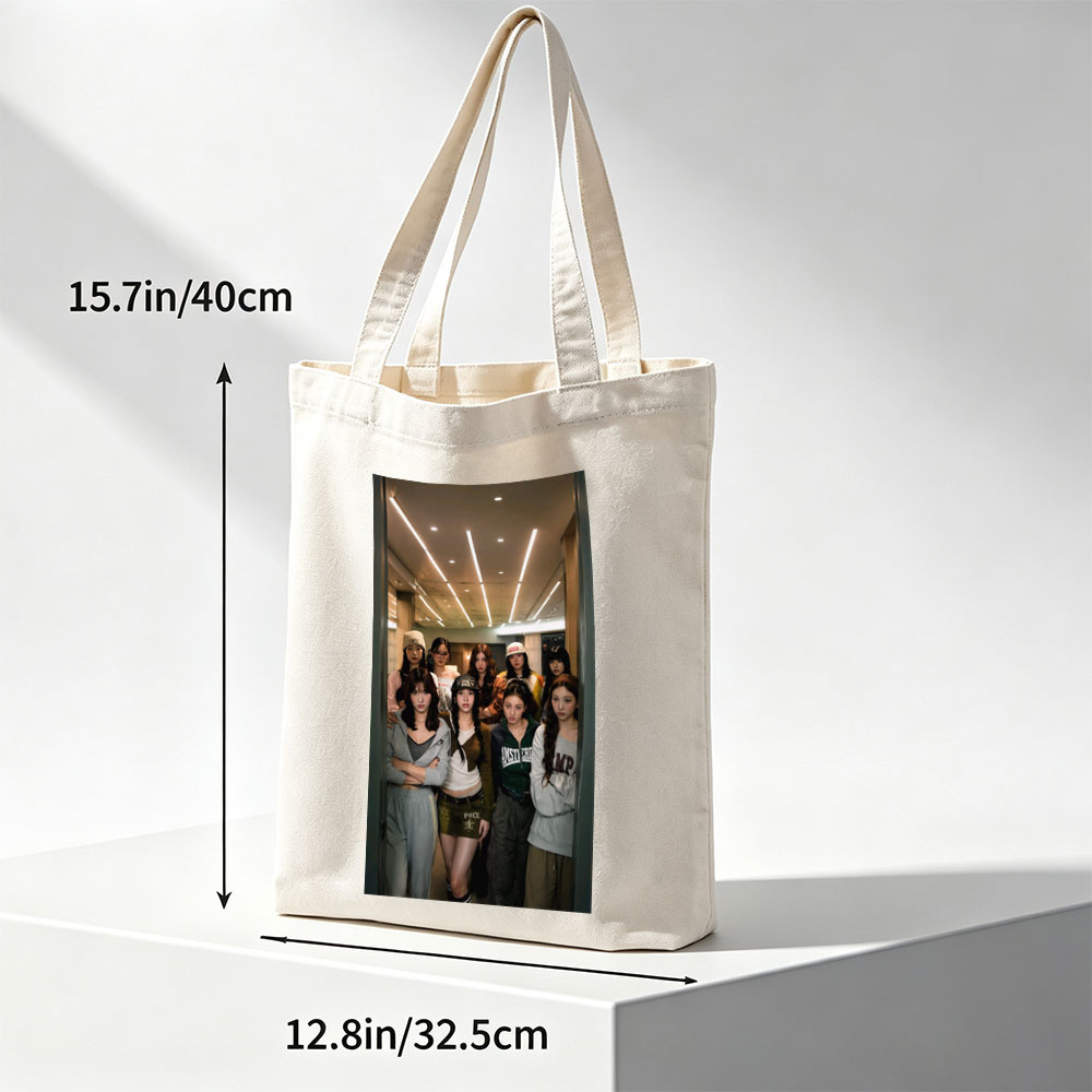 Kep1er Group Photo in Modern Indoor Setting with Casual Streetwear Fashion - Canvas tote bags