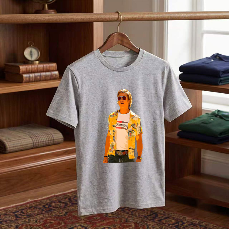 Luke Bryan in a Vibrant Yellow Hawaiian Shirt and Champion Tee - Tee