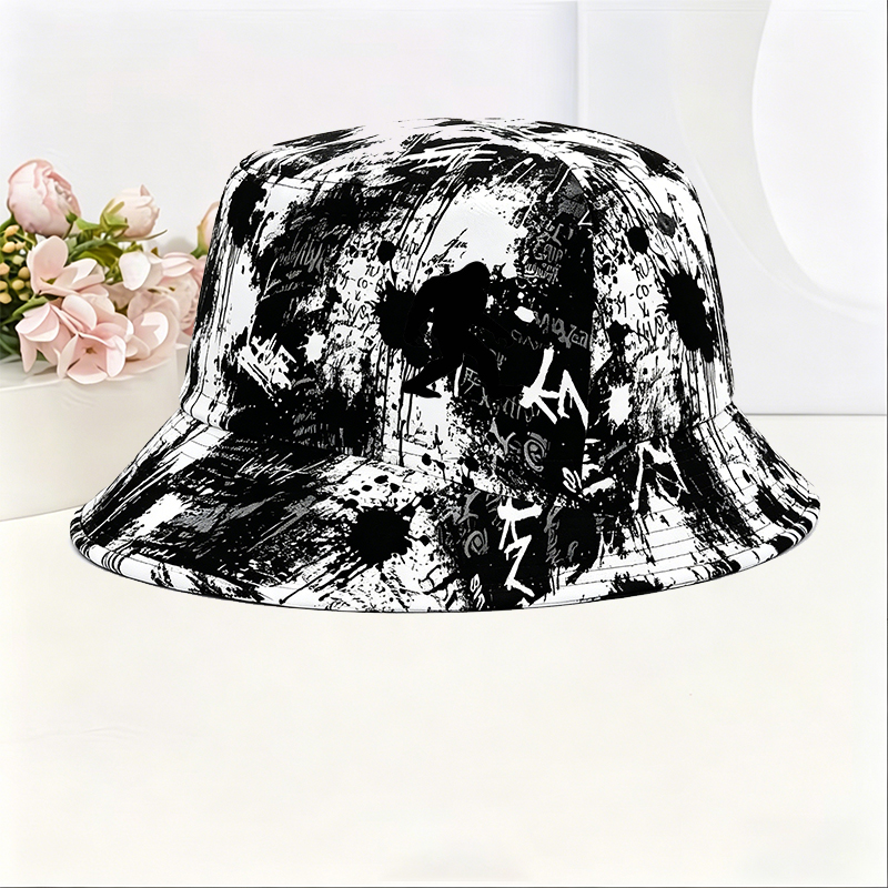 Unisex Classic Graffiti Bucket Hat with Bigfoot Silhouette Print - Lightweight Cotton Sun Hat for Outdoor Adventures, Hiking, Camping, and Casual Wear - Perfect for Nature Lovers and Urban Explorers