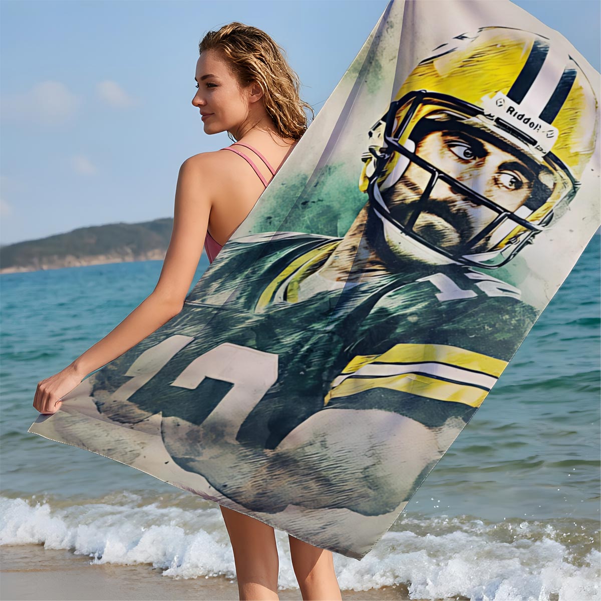 Brett Favre, Green Bay Packers Quarterback, in Action - Beach towels