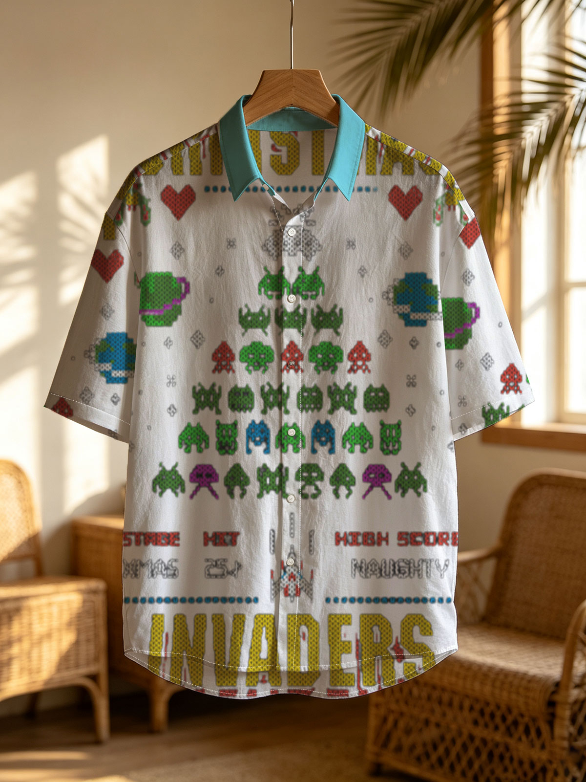 Christmas Invaders: Space Aliens, Santa, and Pixel Art Holiday Battle -  Shirt