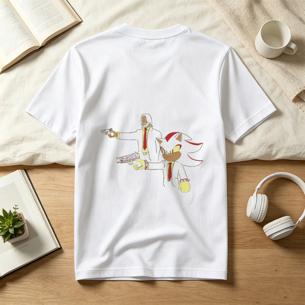 Sonic the Hedgehog and John Wick in Suit and Tie - Tee