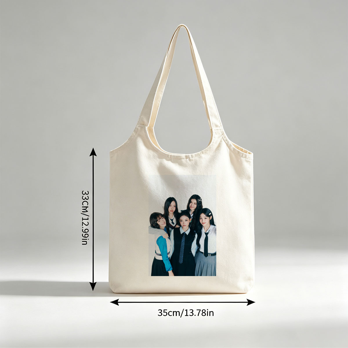 NewJeans School Uniform Concept Photo with Five Members in Coordinated Outfits - Canvas shoulder bags/
