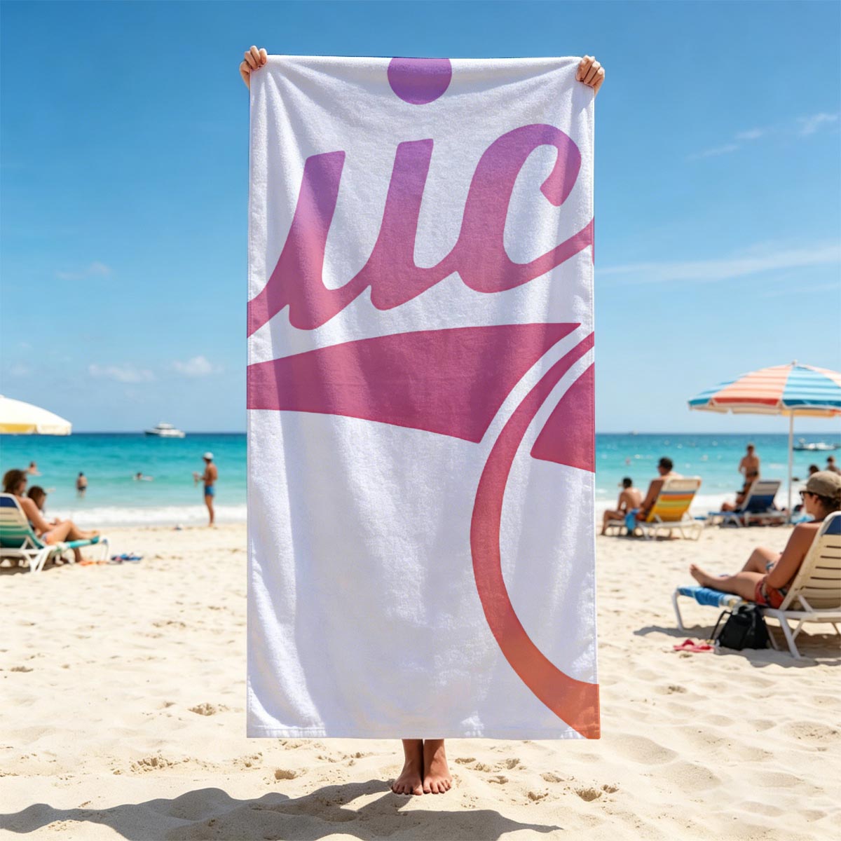 Juicy Couture Logo with Gradient Pink and Orange Design - Beach towels