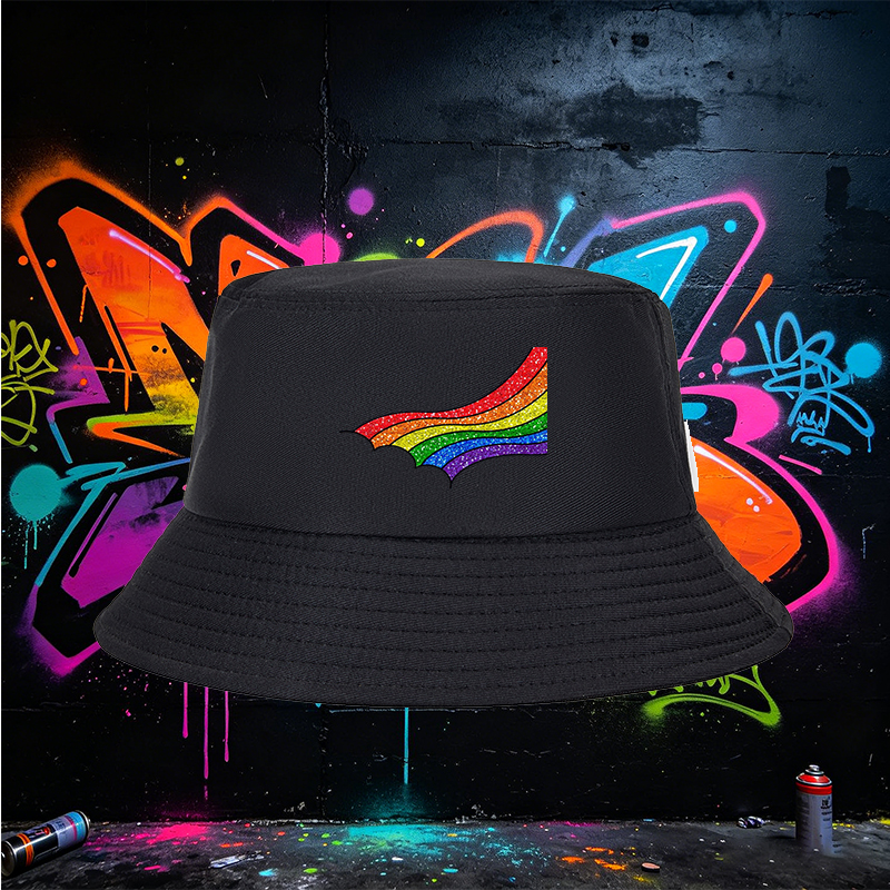 Unisex Bucket Hat with Glitter Rainbow Print - Classic Stylish Sun Protection Cap for Outdoor Activities, Beach, Travel, and Everyday Wear - Perfect for Adults Seeking Fashionable and Comfortable Headwear