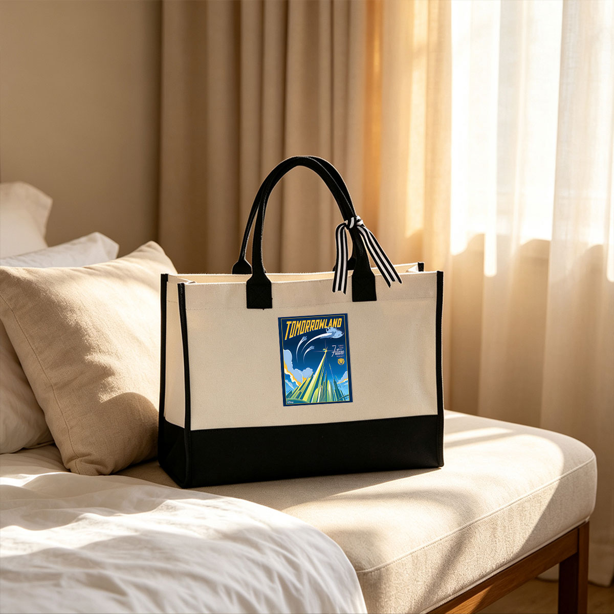 Tomorrowland: Visit the Future Today! Disney - Canvas patchwork gift tote bag