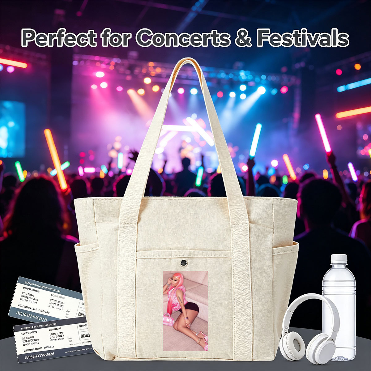 Nicki Minaj Sitting on Couch in Pink Outfit with Matching Accessories - Multi-pocket bags
