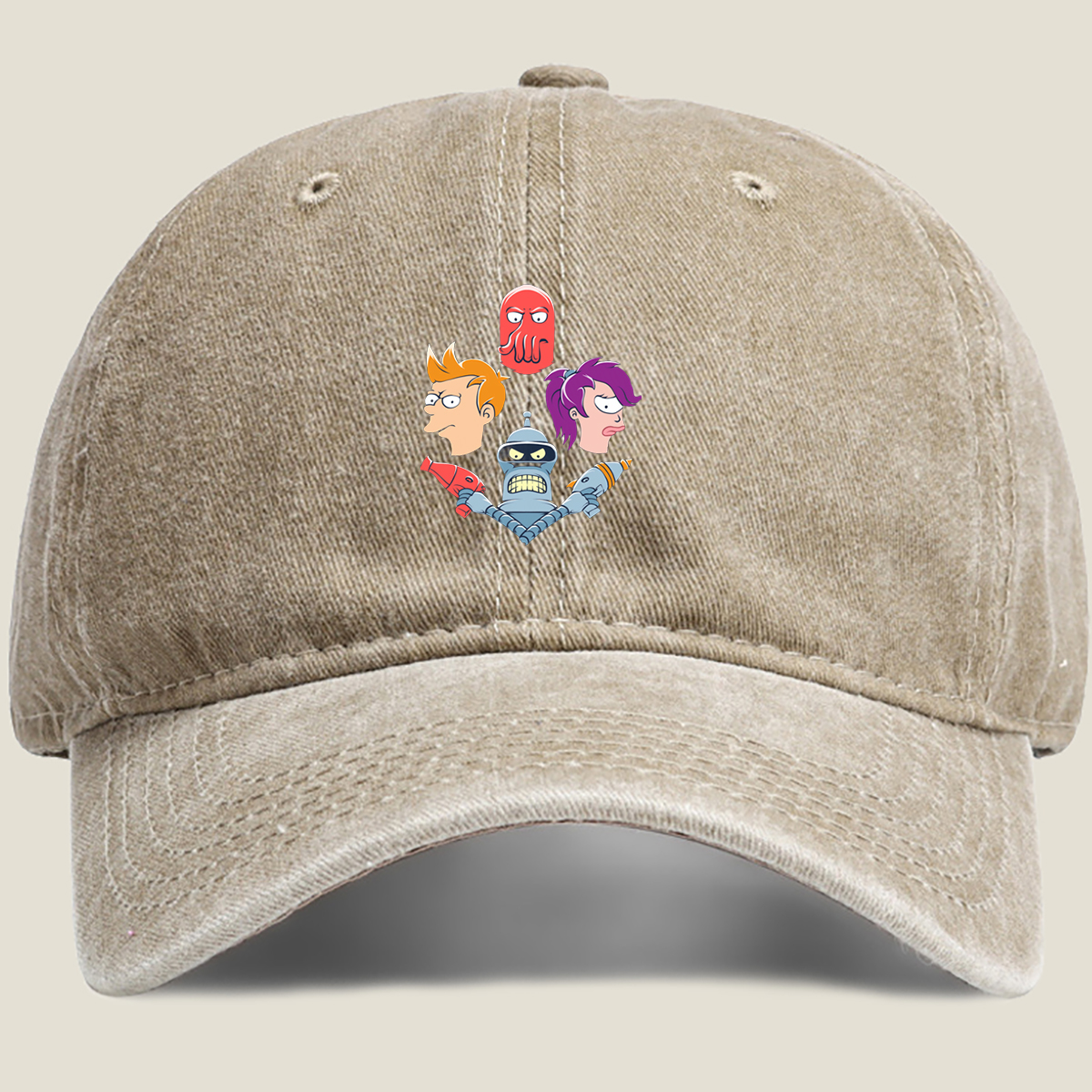 Futurama: Fry, Leela, Bender, and Zoidberg - Washed Denim - Baseball Cap