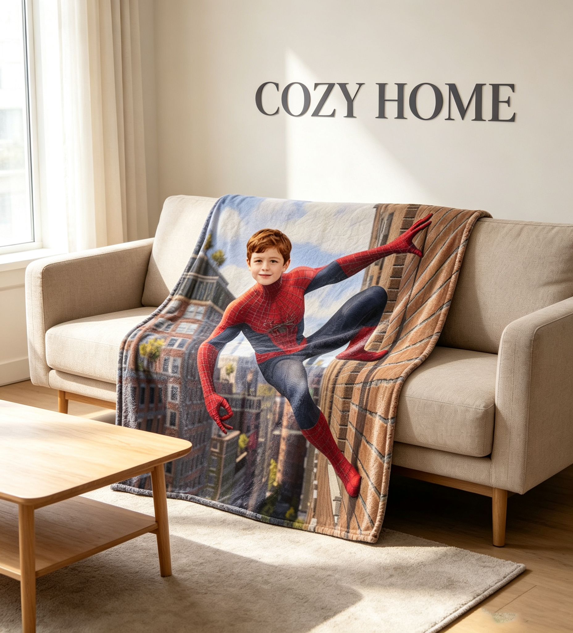 Custom Spider‑Man Personalized Photo Flannel Blanket | Make Your Kid A Superhero
