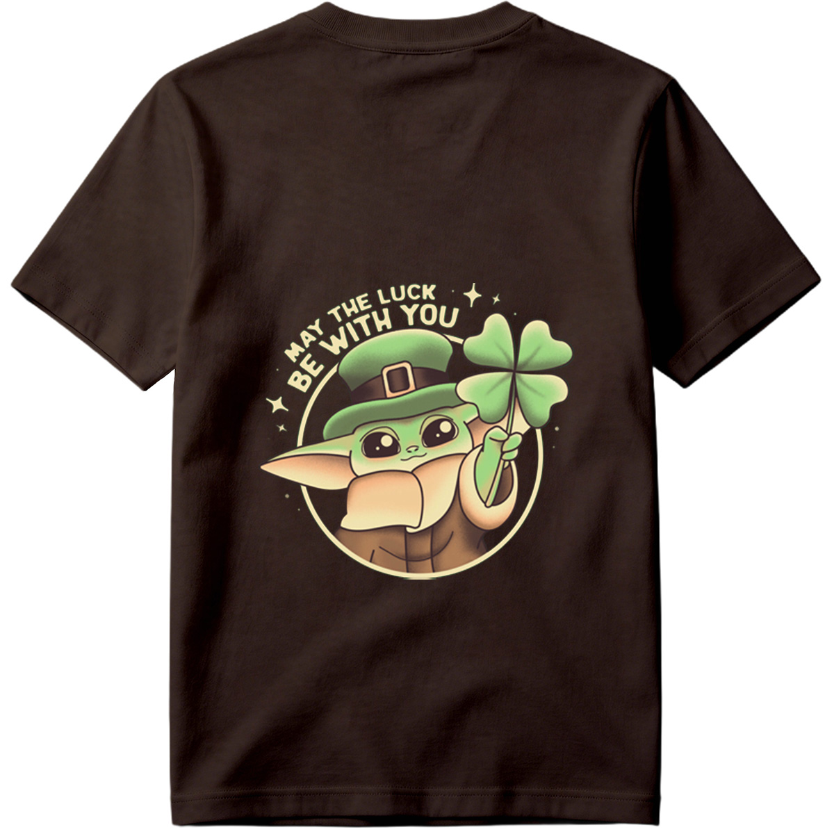 Baby Yoda Wearing Leprechaun Hat Holding Four Leaf Clover with 