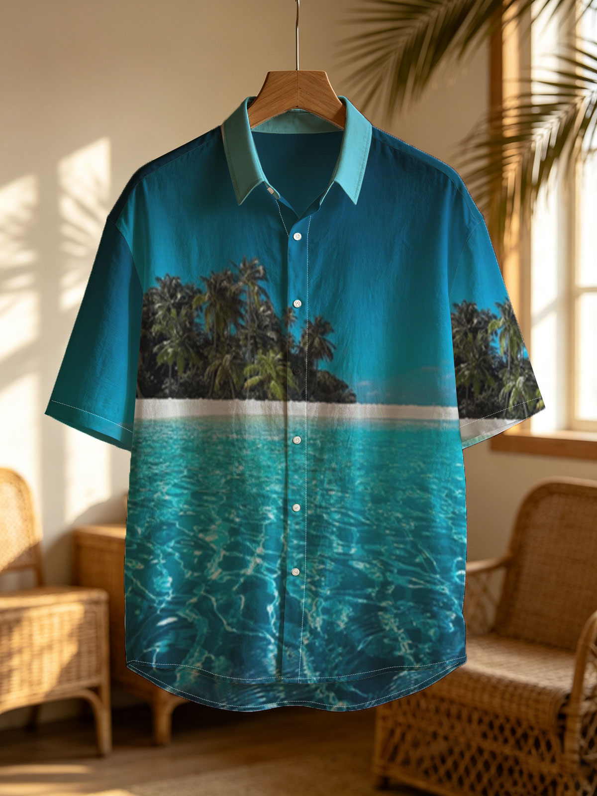 Crystal Clear Waters and Palm Trees on a Tropical Beach -  Shirt
