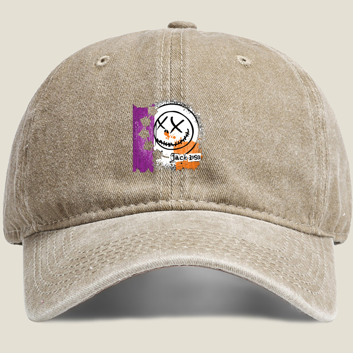 Jack-1993: The Pumpkin King's Grin - Washed Denim - Baseball Cap