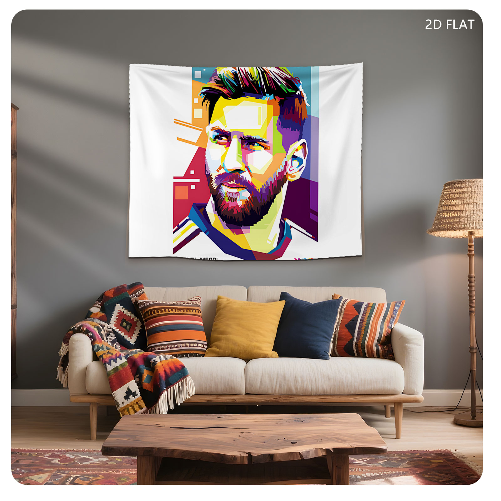 Lionel Messi Pop Art Portrait - Tapestry