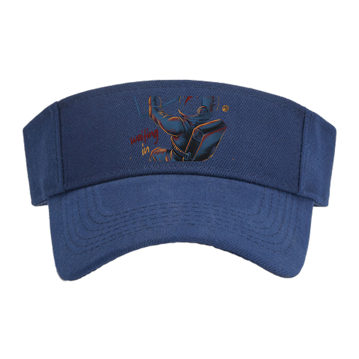 Starman in Space: Astronaut Reaching for Window, Cosmic Scene with Planets and Stars -  Visor cap