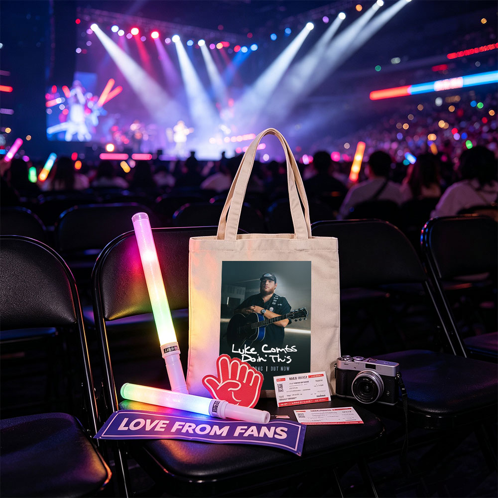 Luke Combs Holding Acoustic Guitar in Dark Studio Setting for New Song Release - Canvas tote bags