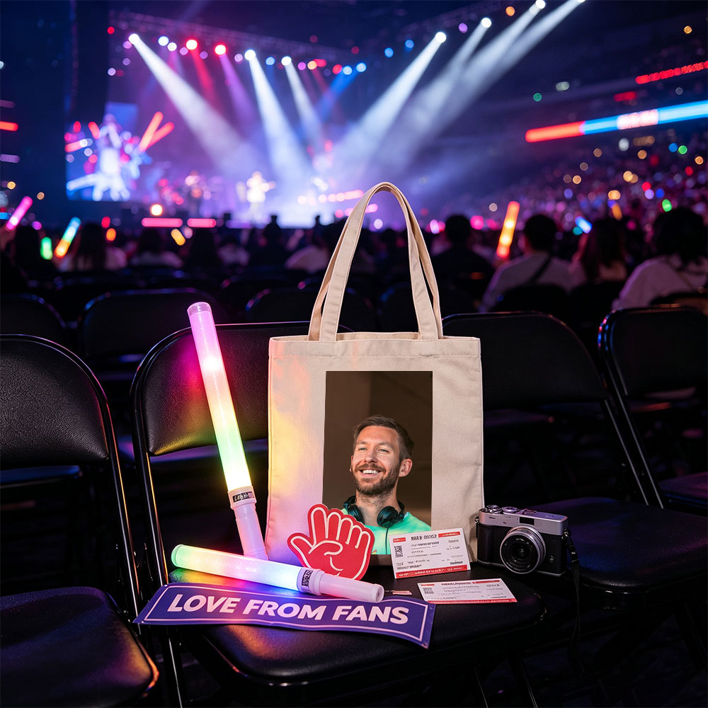 Calvin Harris at Music Festival Wearing Green Tie-Dye Shirt and Headphones - Canvas tote bags