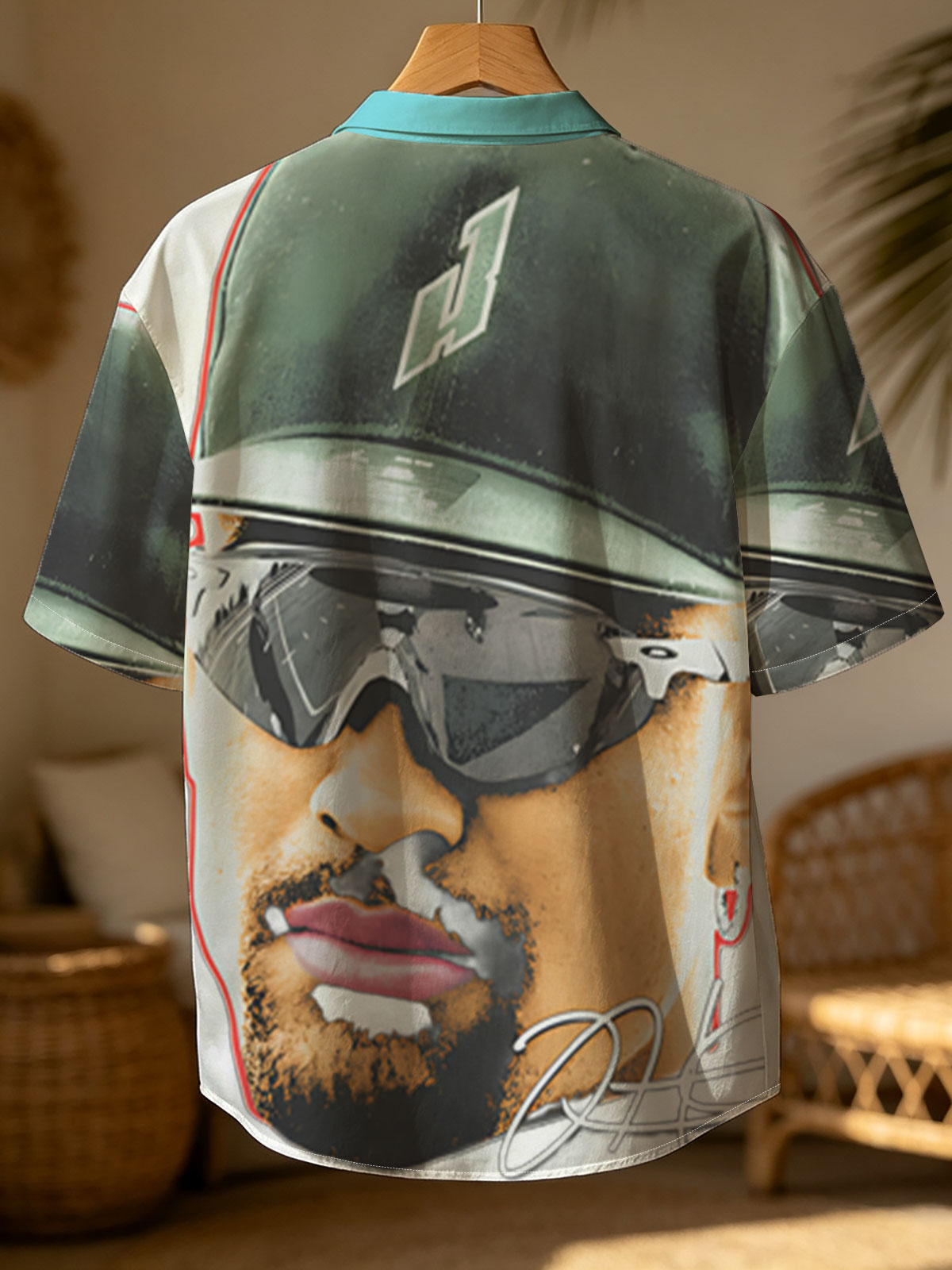 Derek Jeter in Green Cap and Sunglasses with Signature -  Shirt