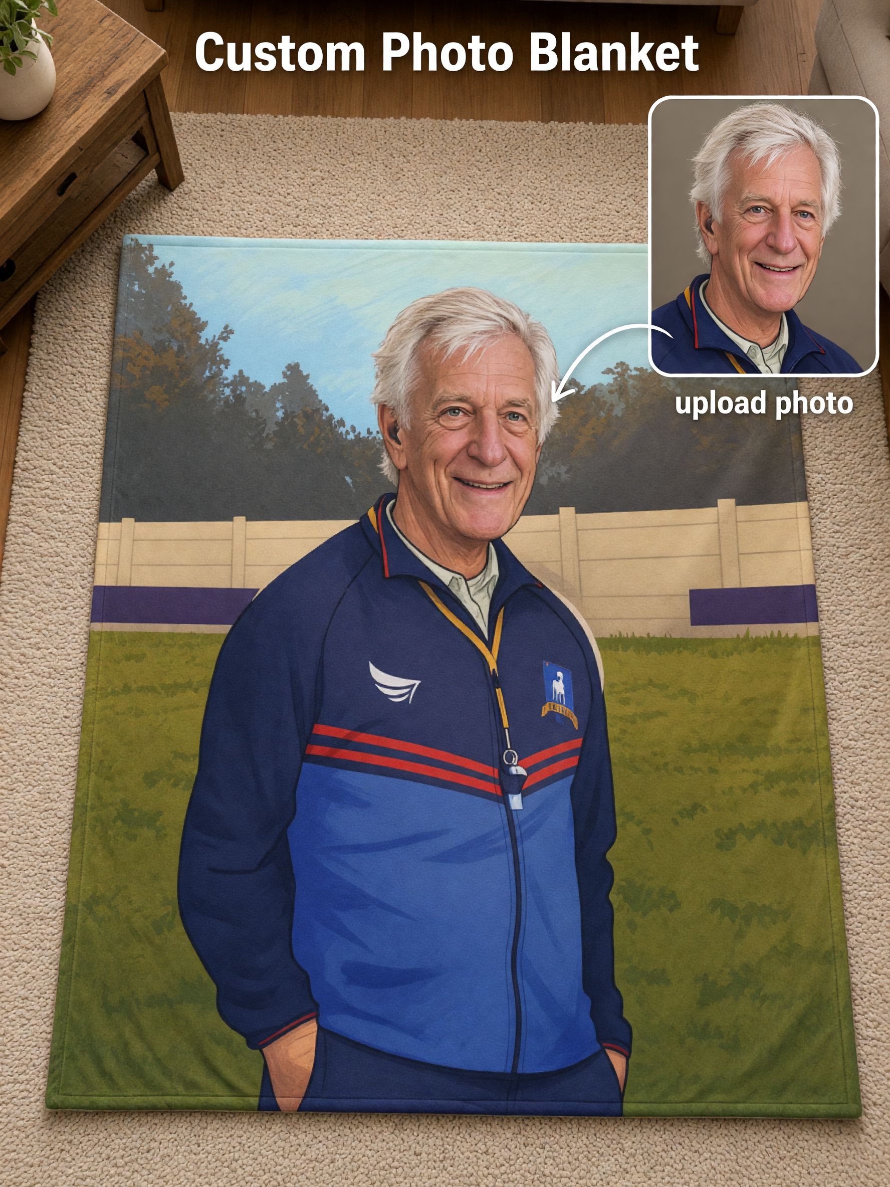 Custom Photo Portrait Flannel Blanket, Ultra Soft Anti-Pilling Fleece Throw, Ideal Personalized Gift for Family