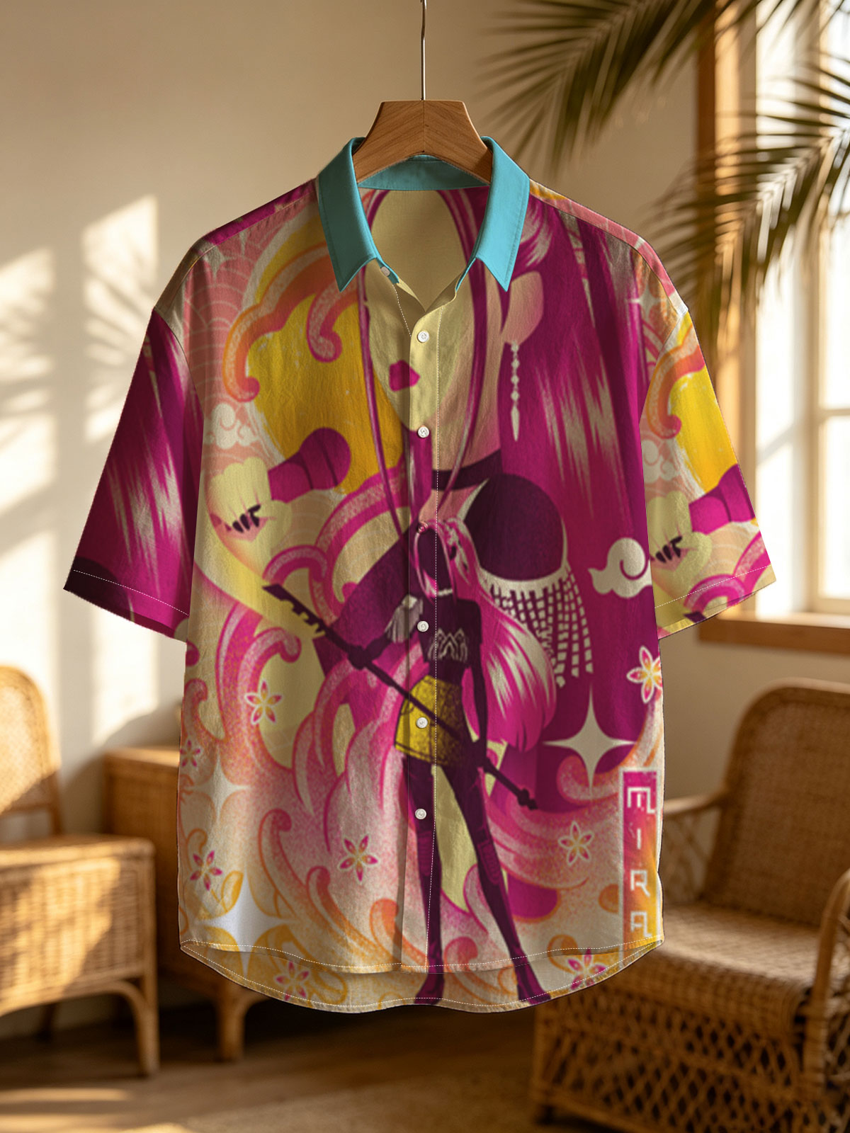 Mira, the Pink-Haired Singer with Microphone and Guitar, in a Vibrant, Stylized Artwork -  Shirt