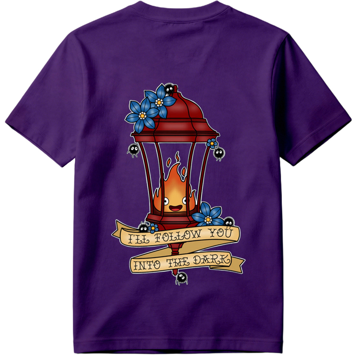 Lantern Flame with Blue Flowers and Moths: 