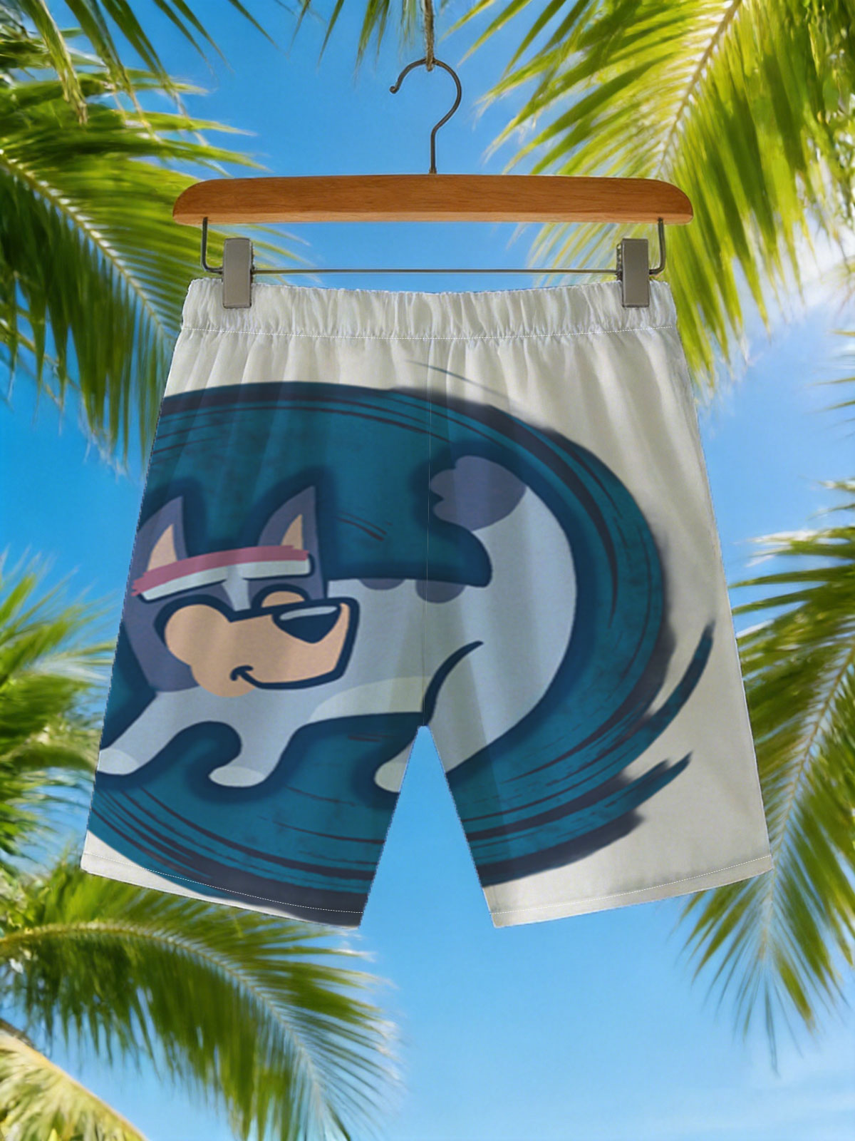 Bluey in a Swirling Blue Circle -  Beach shorts