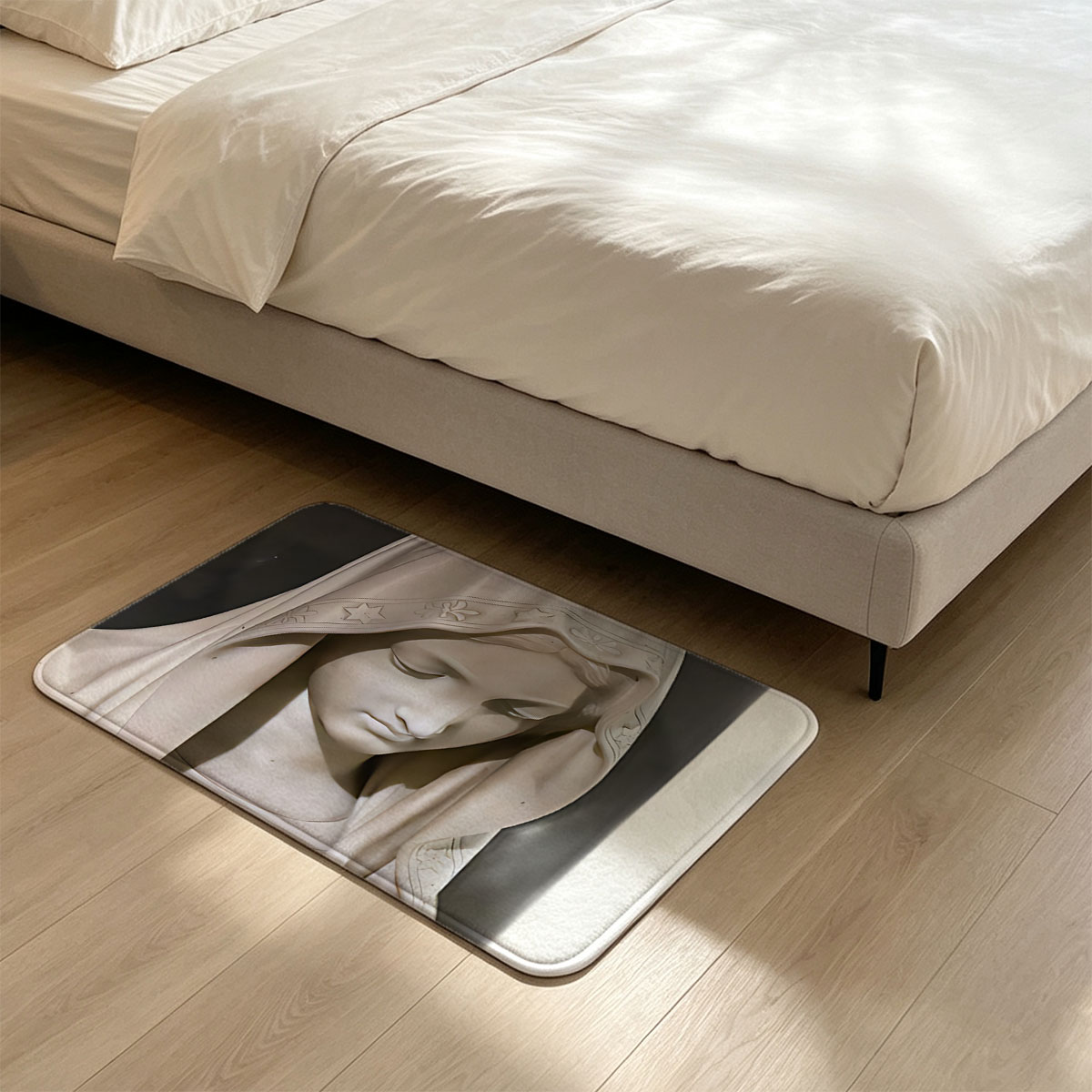Virgin Mary Statue in White Marble - Flannel floor mat