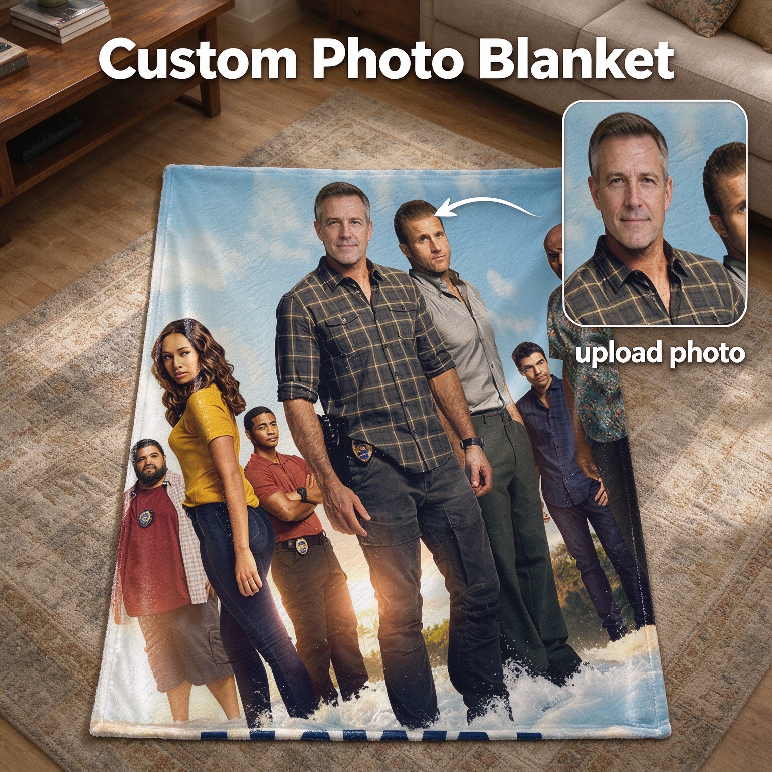 Personalized Photo Flannel Throw Blanket Custom Picture Face Portrait Cozy Plush Bed Couch Cover Ideal Memory Gift