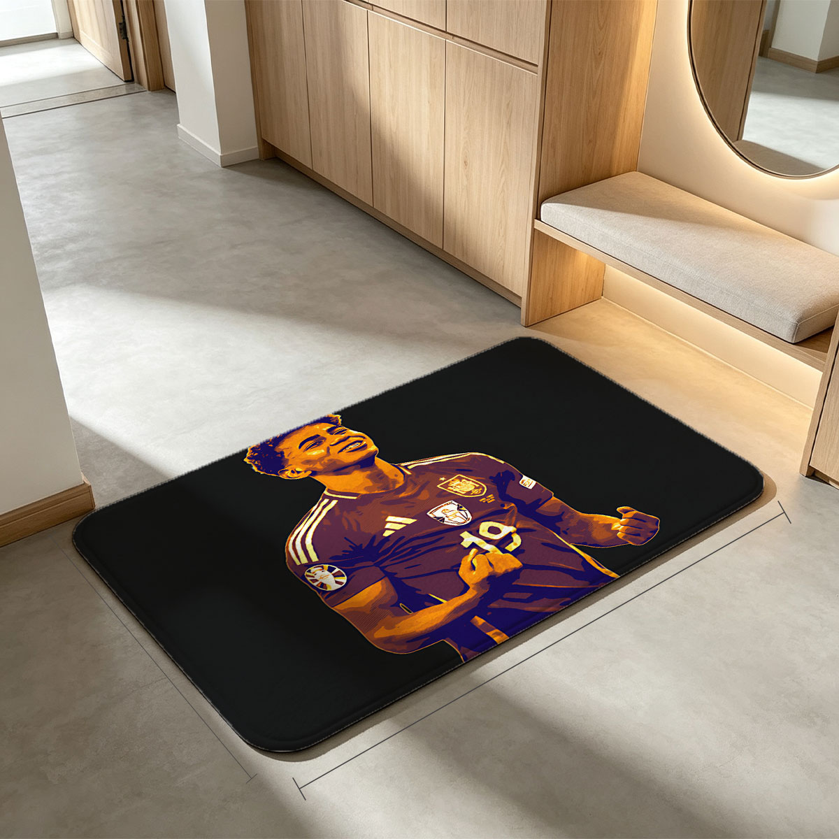 Lamine Yamal in Spain National Team Jersey, Number 19, Celebrating on Field - Flannel floor mat