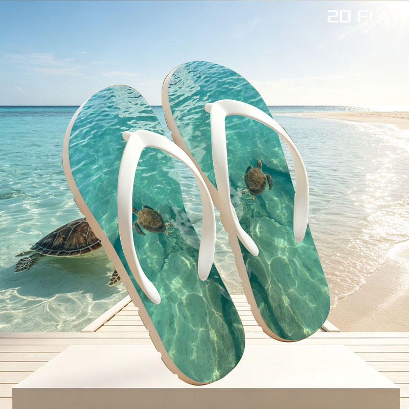 Sea turtle swimming in clear turquoise water -  flip-flops