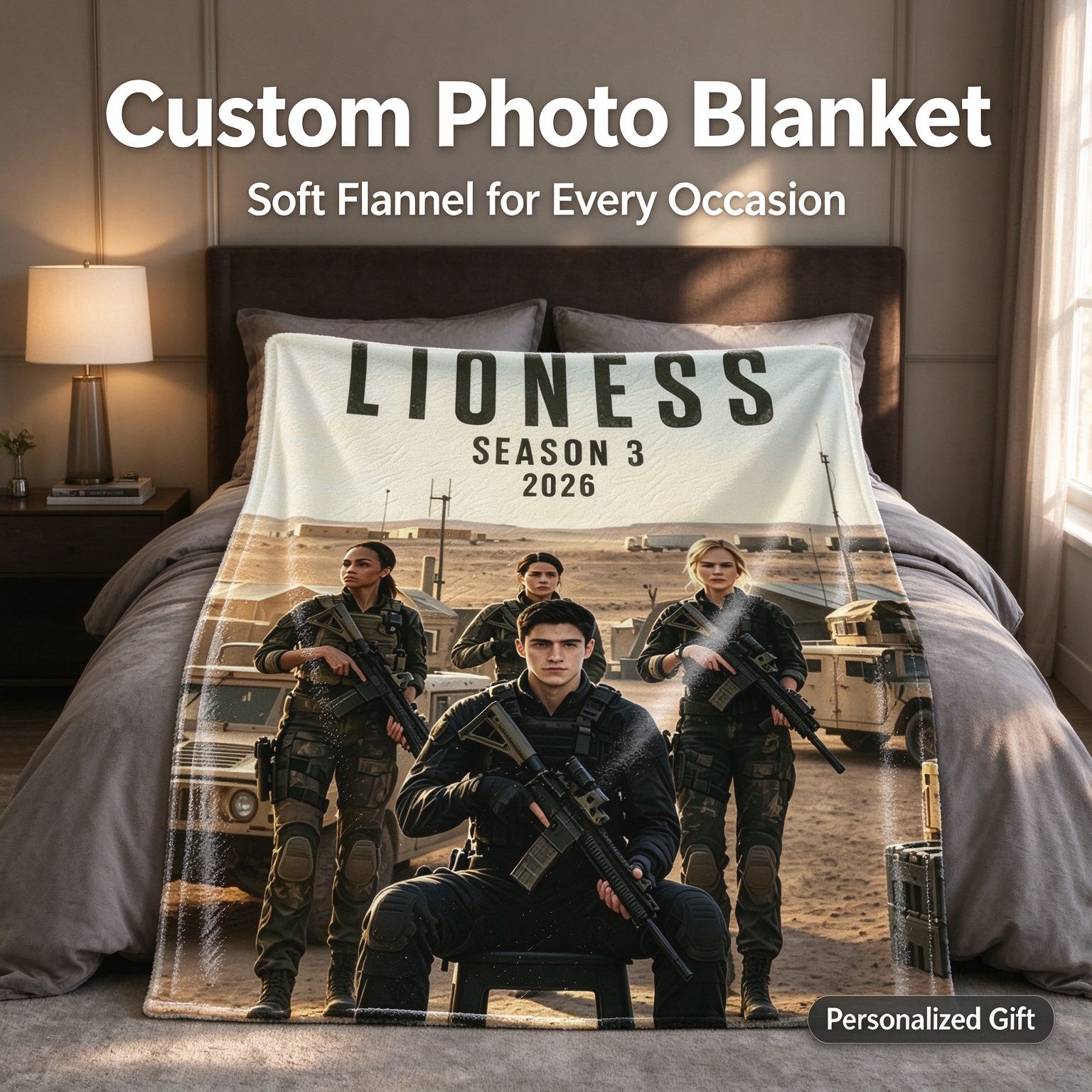 Custom Photo Face Print Flannel Blanket Ultra Soft Anti Pilling Throw for Couch Bed Travel Ideal Personalized Keepsake