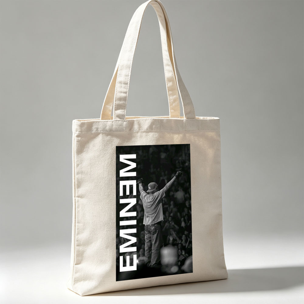Eminem Live Performance Black and White Concert Photo - Canvas tote bags