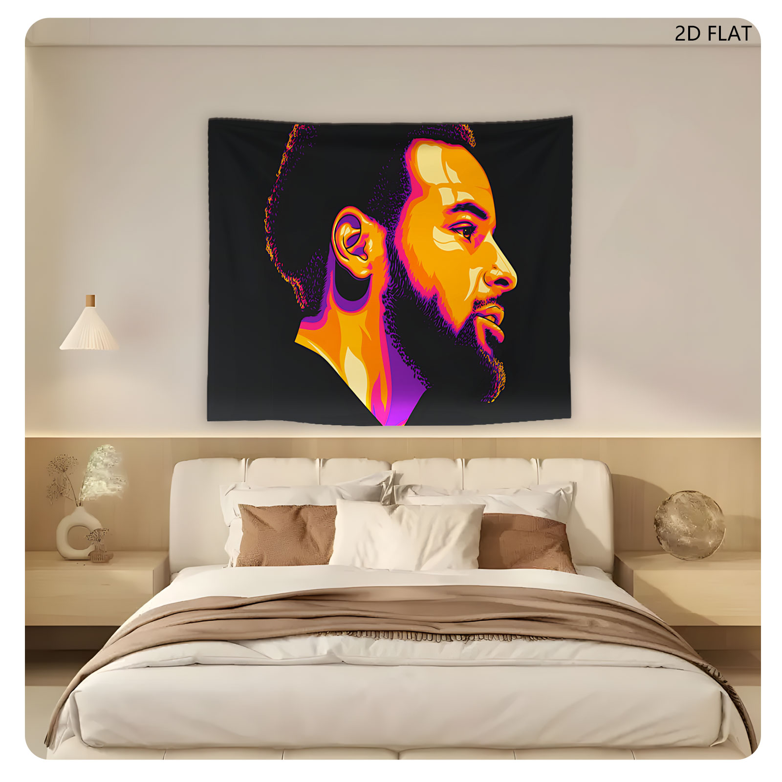 Vibrant Portrait of a Man in Profile with Bold Colors - Tapestry